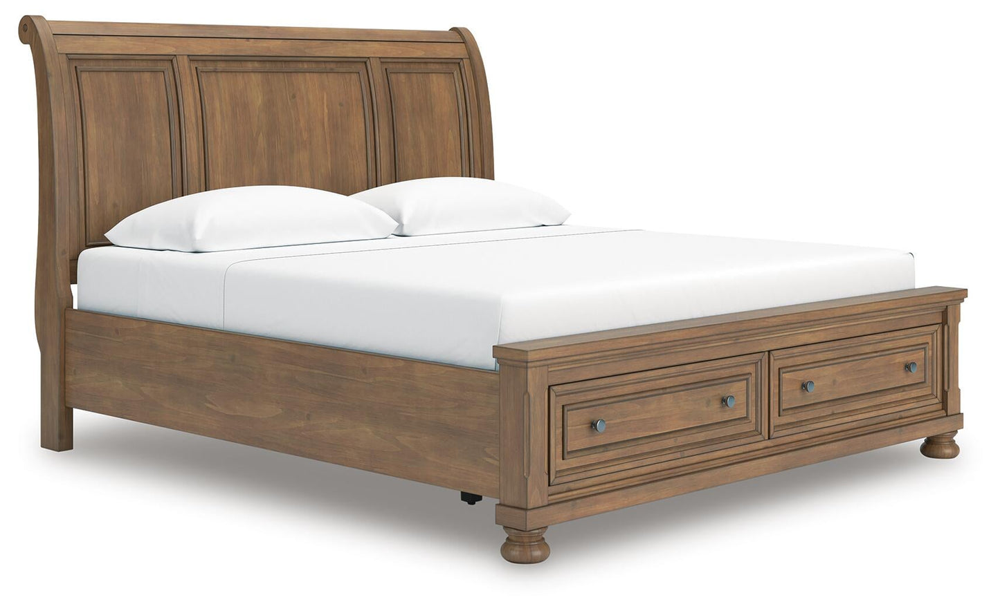 Feddinger  Storage Sleigh Bed With Mirrored Dresser And Nightstand