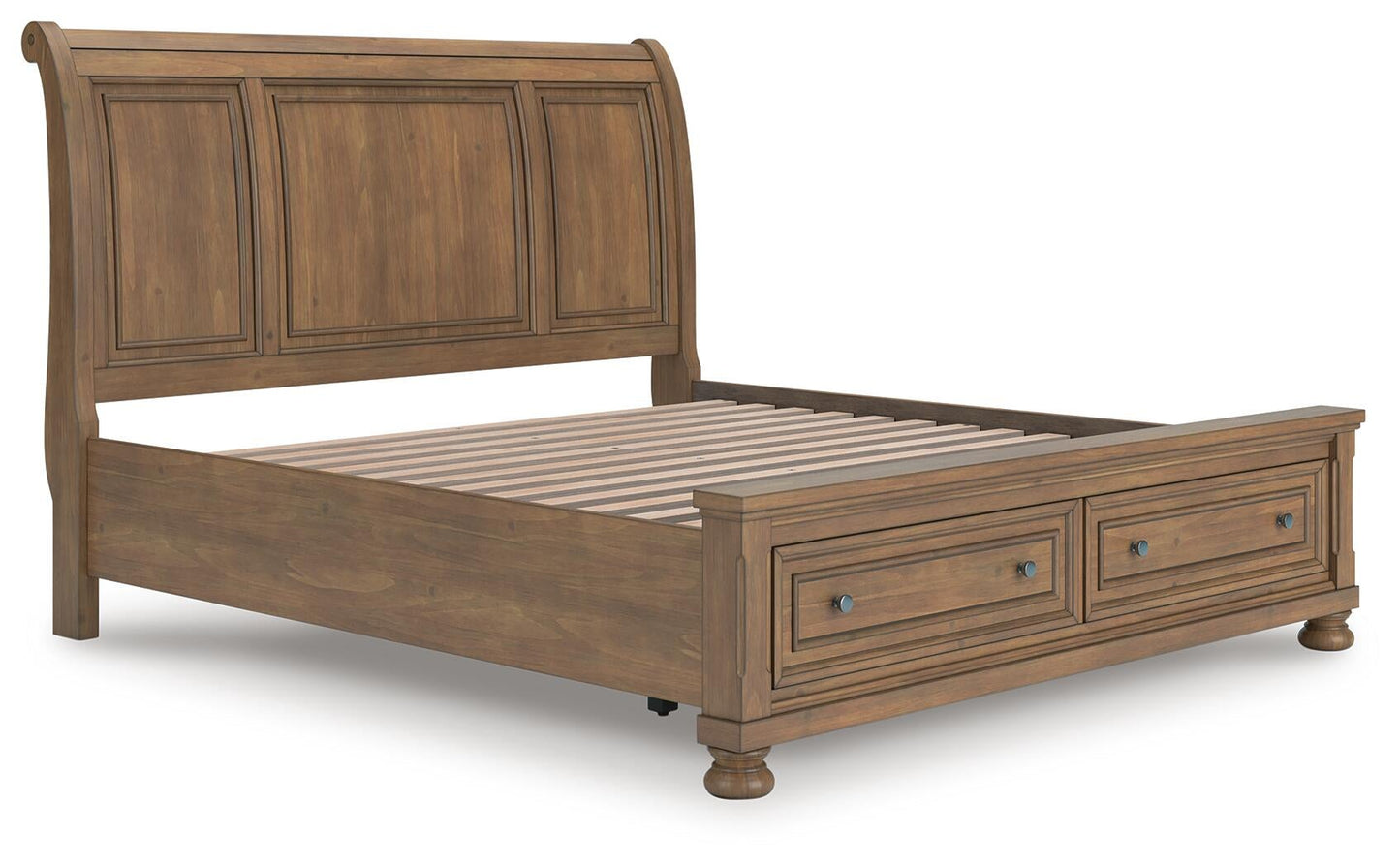 Feddinger  Storage Sleigh Bed With Mirrored Dresser And Nightstand