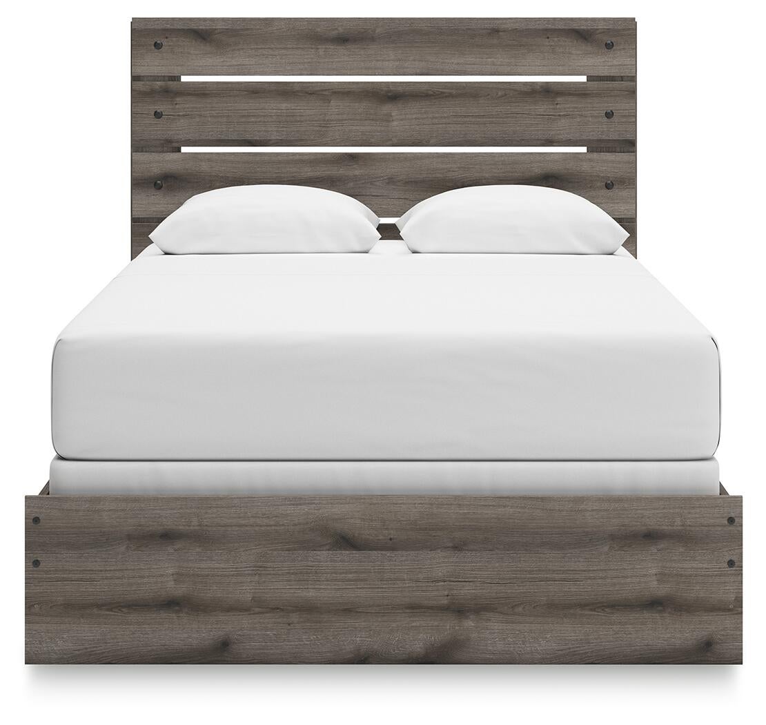 Graystorm  Panel Bed, Dresser, Mirror And Nightstand