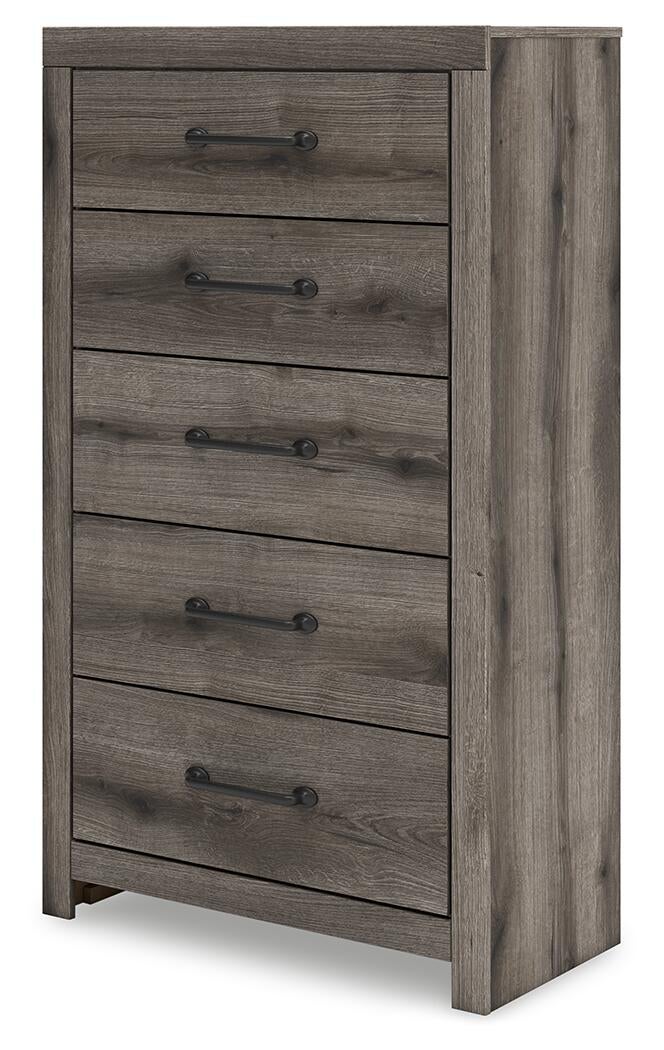 Graystorm  Panel Bed, Dresser, Mirror, Chest And Nightstand