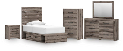 Graystorm  Panel Storage Bed, Dresser, Mirror, Chest And Nightstand