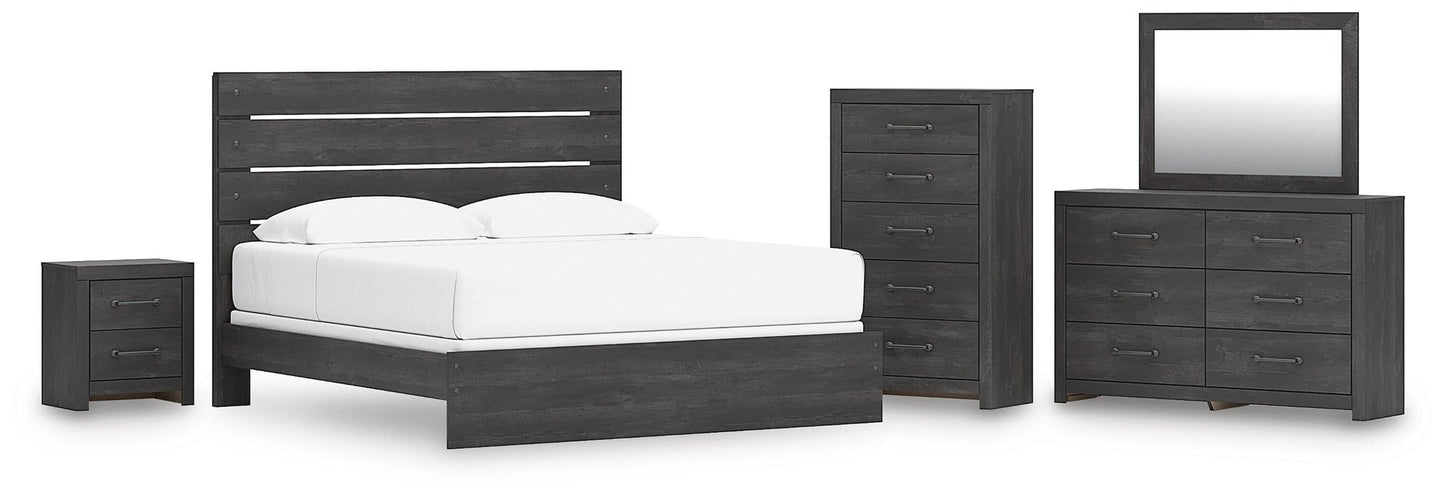 Hollivern  Panel Bed, Dresser, Mirror, Chest And Nightstand