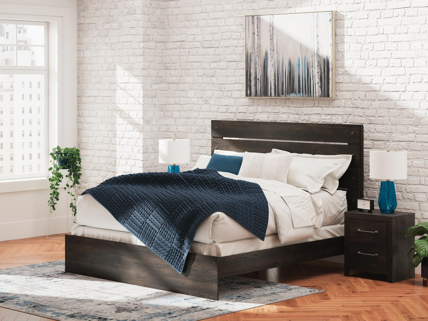 Hollivern  Panel Bed, Dresser, Mirror, Chest And Nightstand
