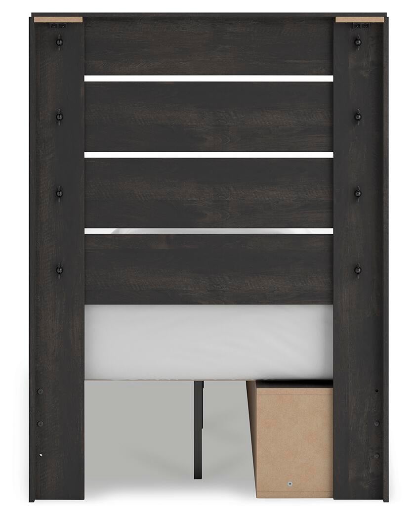 Hollivern  Panel Storage Bed, Dresser, Mirror And Nightstand