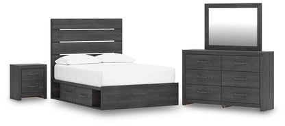 Hollivern  Panel Storage Bed, Dresser, Mirror And Nightstand