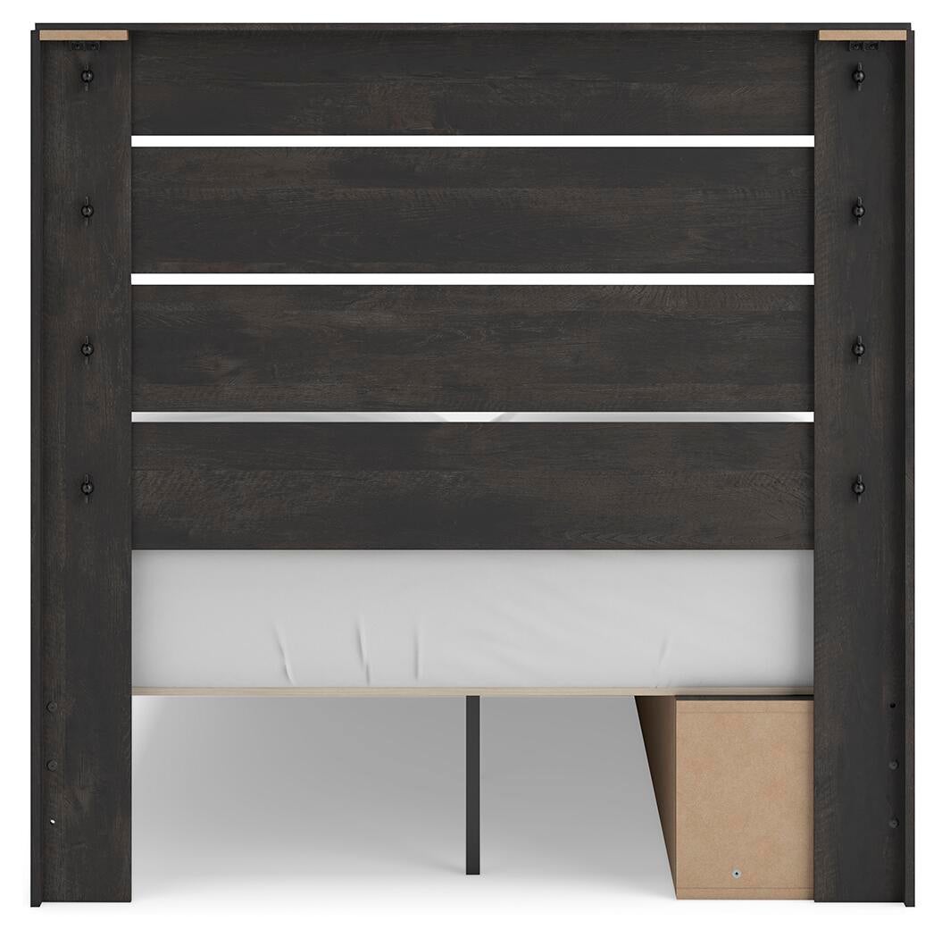 Hollivern  Panel Storage Bed, Dresser, Mirror And Nightstand