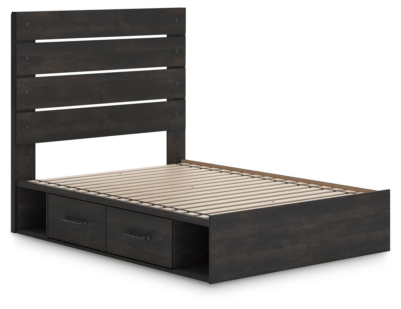 Hollivern  Panel Storage Bed, Dresser, Mirror And Nightstand