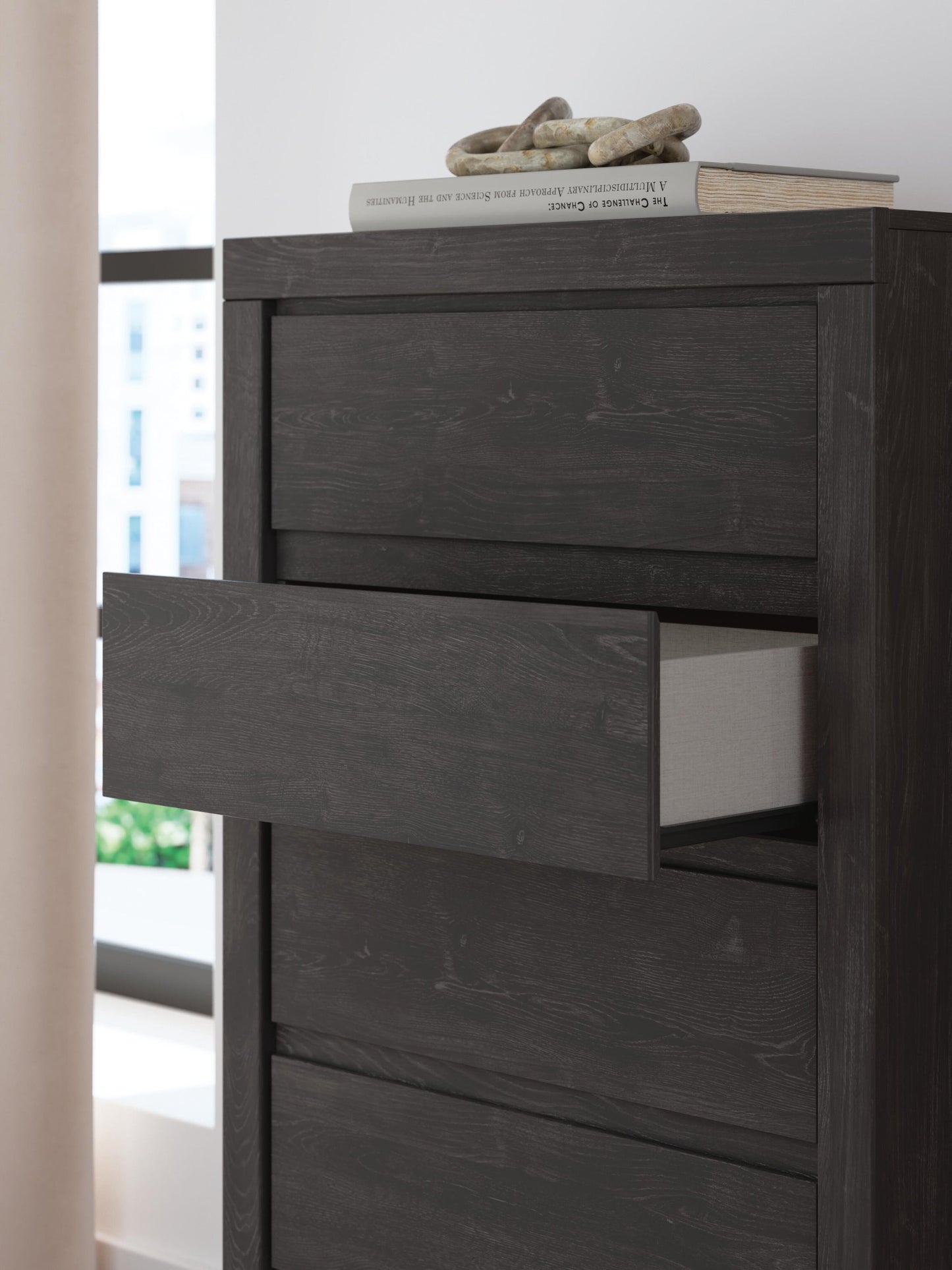 Fraluna  Panel Bed, Dresser, Mirror, Chest And Nightstand