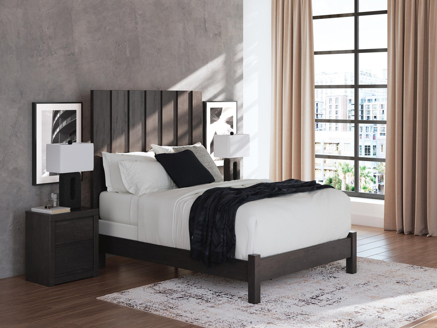 Fraluna  Panel Bed, Dresser, Mirror, Chest And Nightstand