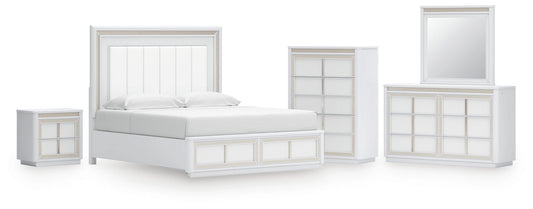 Chalanna  Upholstered Storage Bed, Dresser, Mirror, Chest And Nightstand