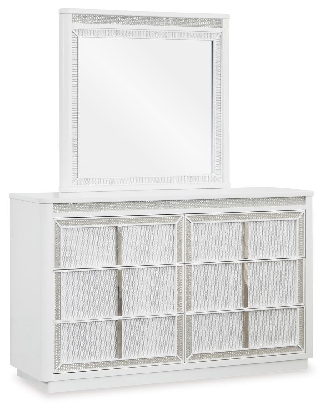Chalanna California  Upholstered Storage Bed, Dresser, Mirror And Nightstand