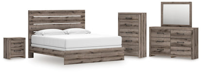 Graystorm  Panel Bed, Dresser, Mirror, Chest And Nightstand