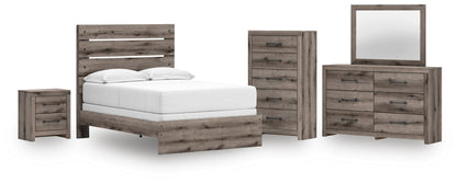 Graystorm  Panel Bed, Dresser, Mirror, Chest And Nightstand
