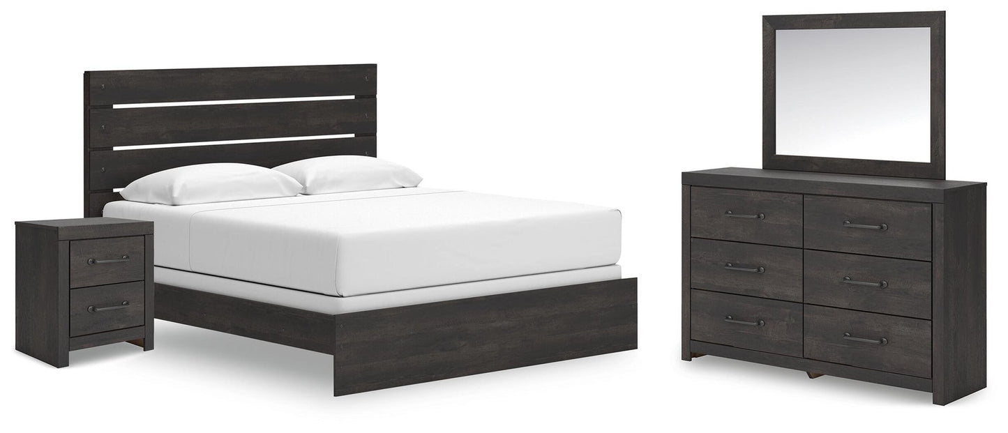 Hollivern  Panel Bed, Dresser, Mirror And Nightstand