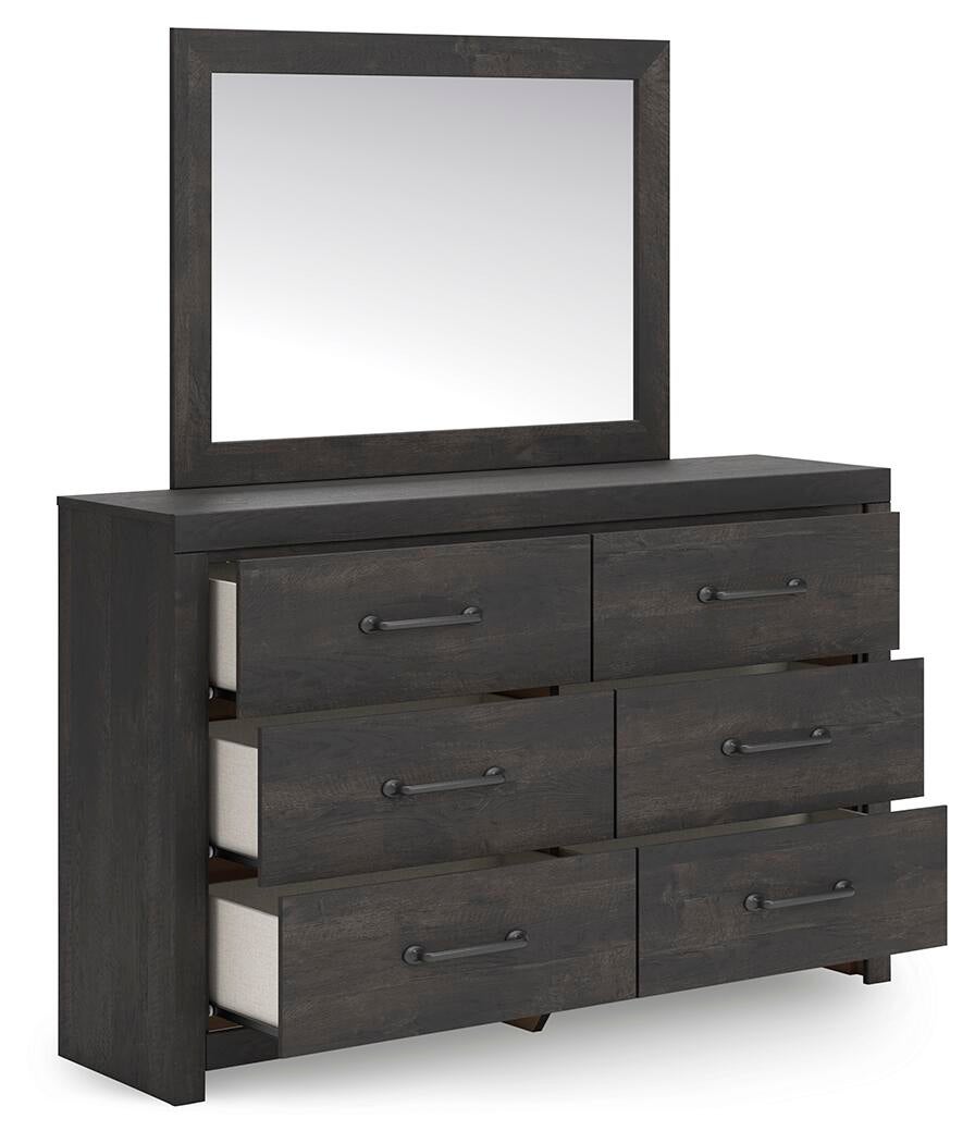 Hollivern  Panel Bed With Storage, Dresser, Mirror, Chest And Nightstand