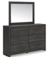 Hollivern  Panel Bed With Storage, Dresser, Mirror And Nightstand