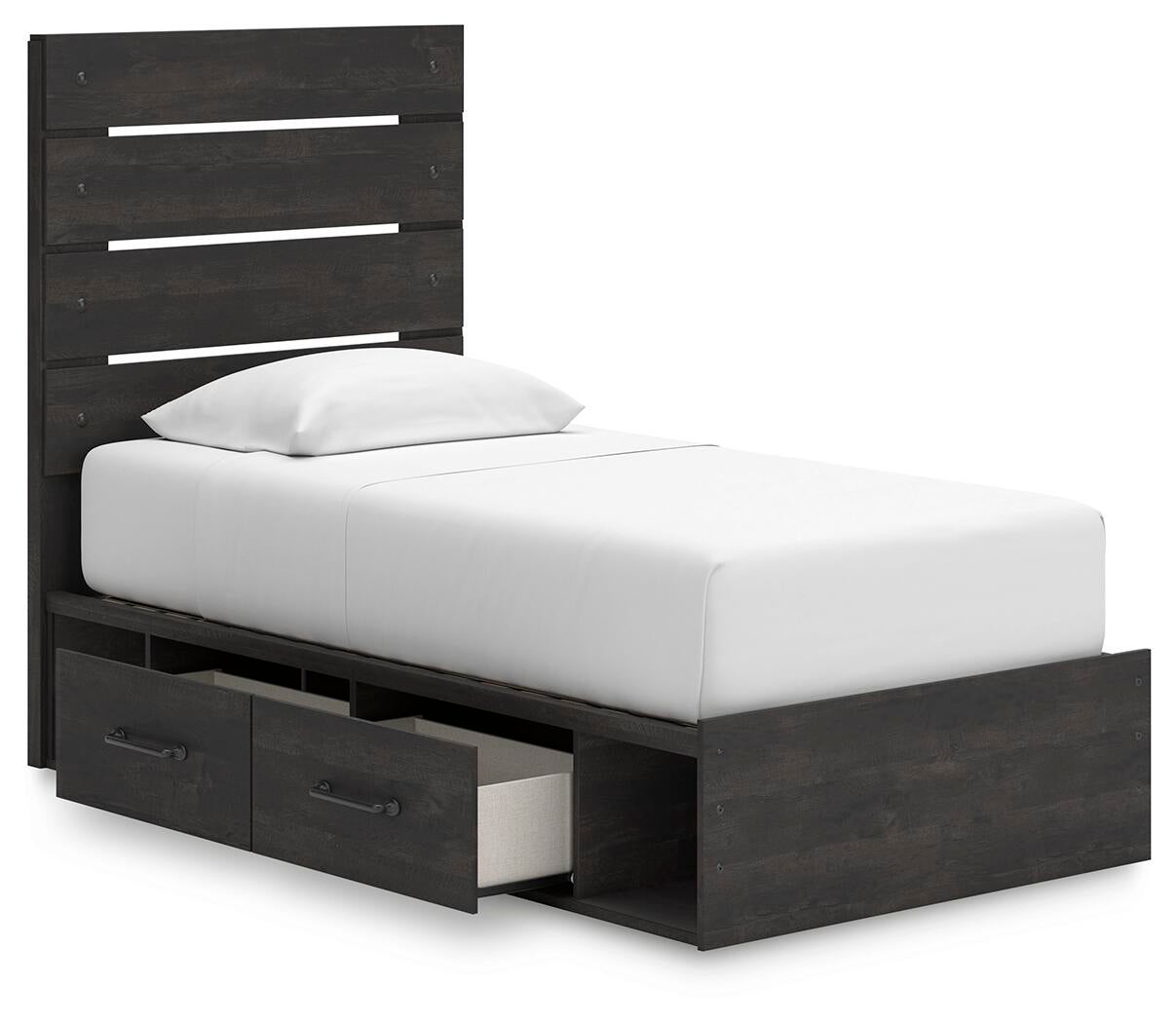 Hollivern  Panel Bed With Storage, Dresser, Mirror And Nightstand