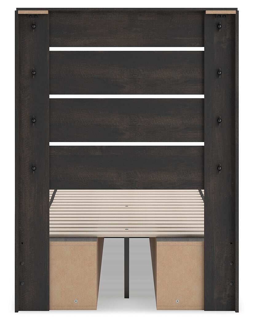 Hollivern  Panel Bed With Storage, Dresser, Mirror And Nightstand