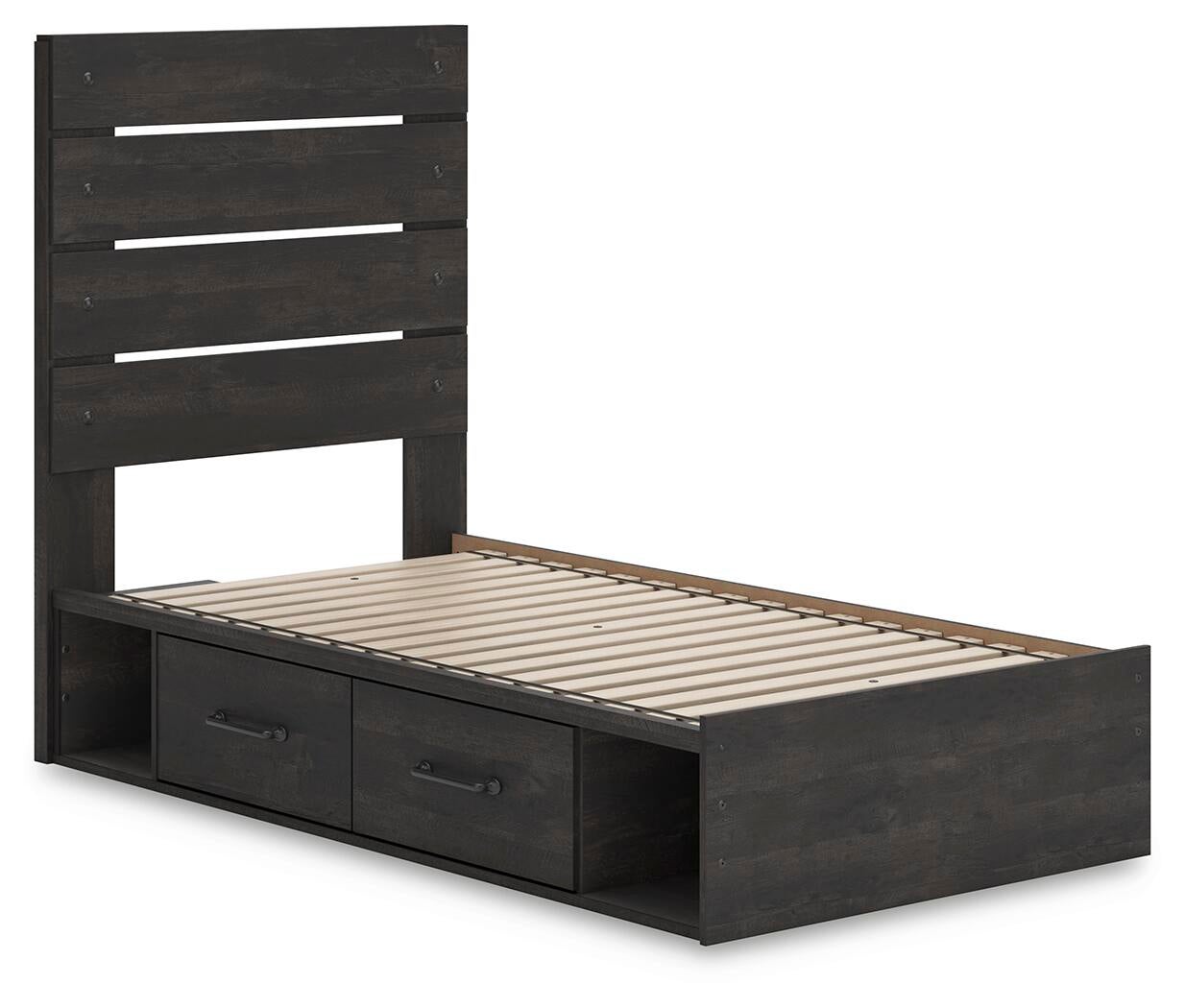 Hollivern  Panel Bed With Storage, Dresser, Mirror And Nightstand