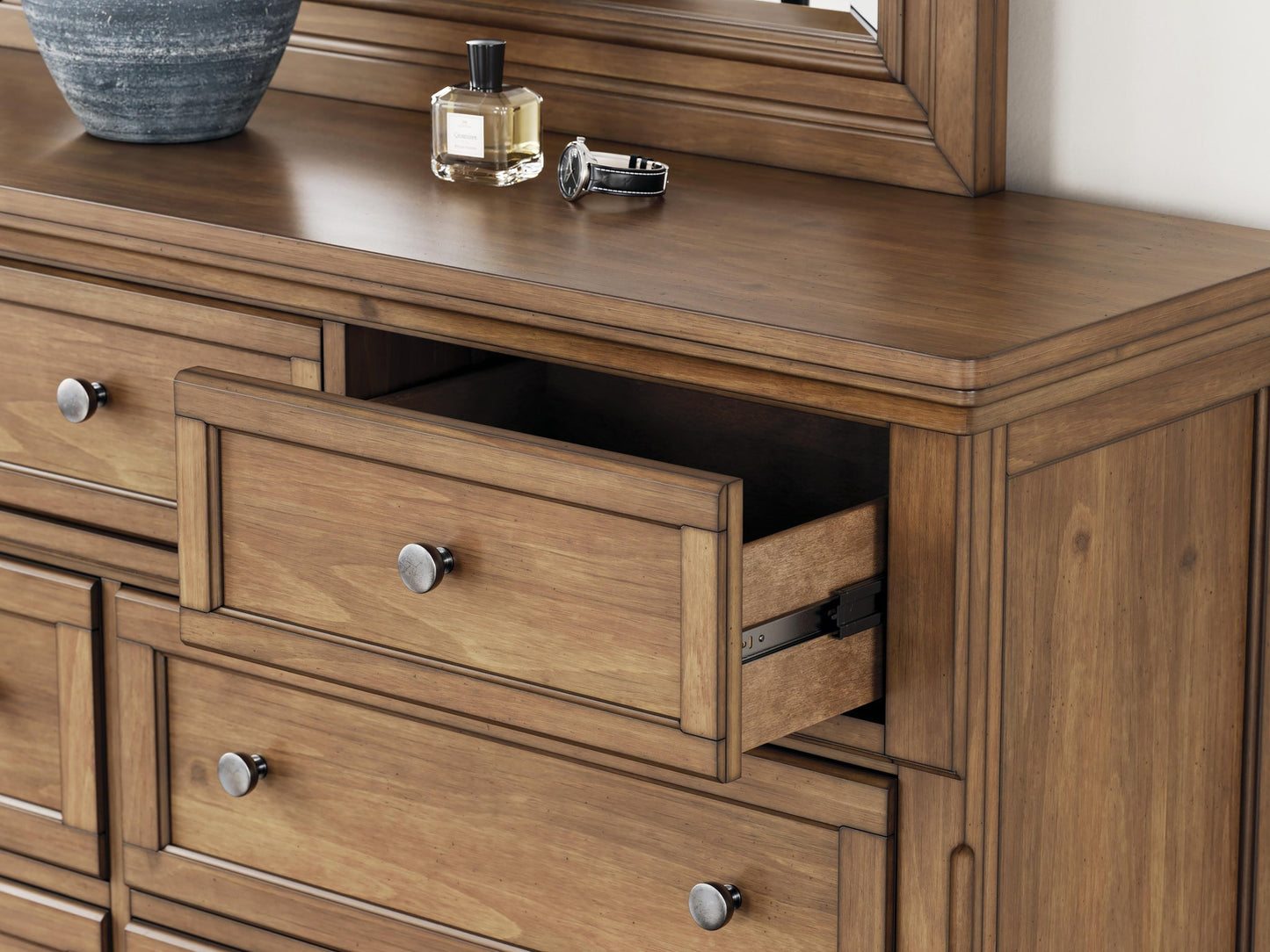 Feddinger  Panel Bed With Mirrored Dresser
