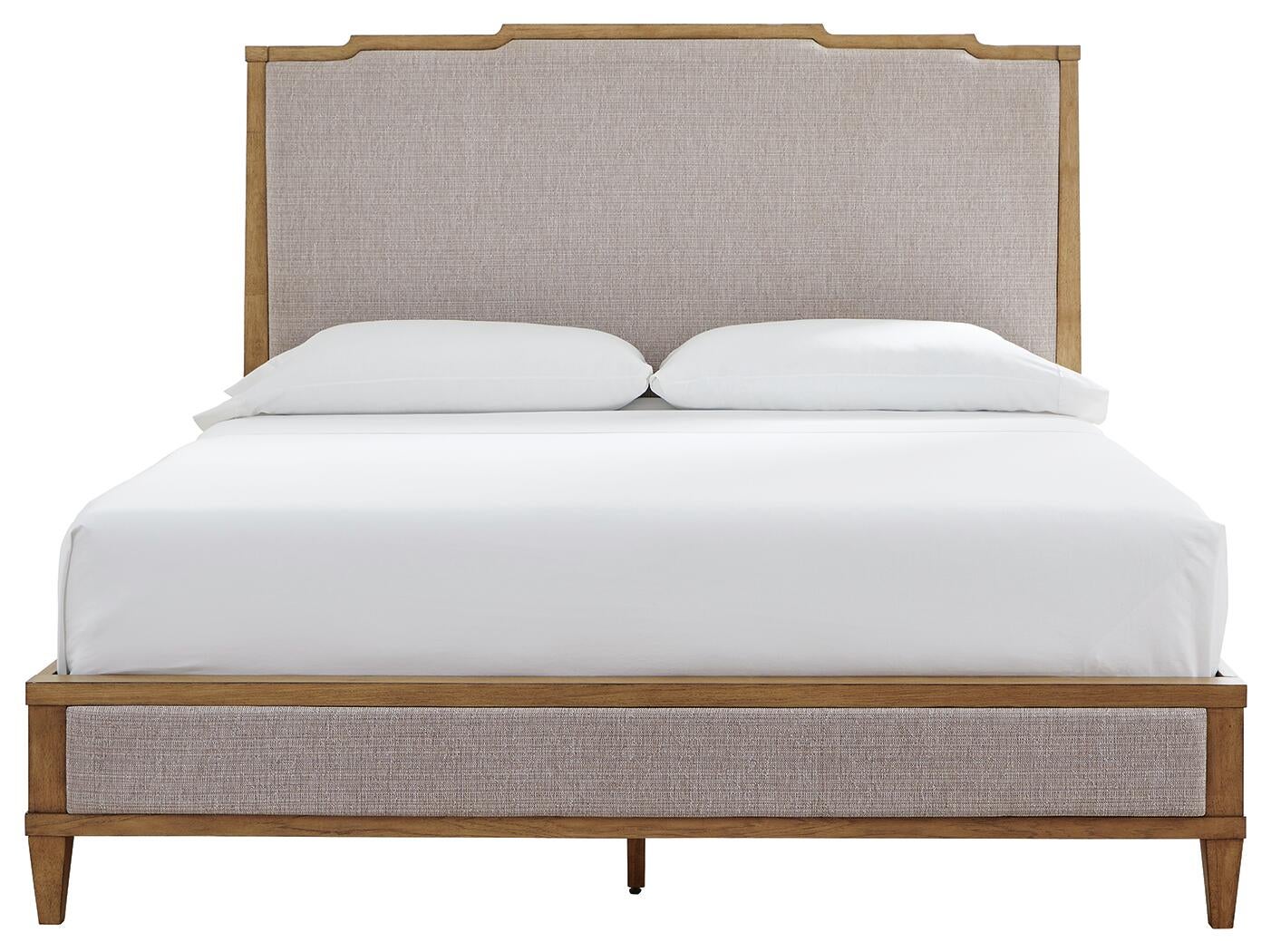 Sharlance California  Upholstered Panel Bed, Dresser And Mirror