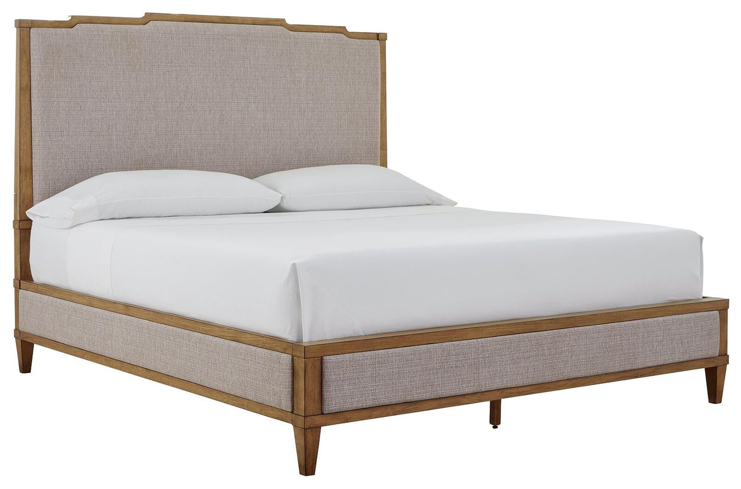 Sharlance California  Upholstered Panel Bed, Dresser And Mirror