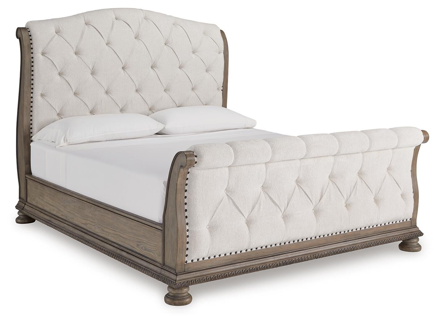 Ardenfield  Upholstered Sleigh Bed, Dresser And Mirror