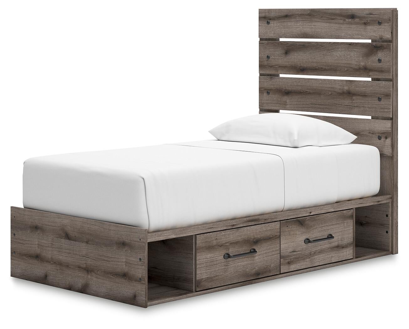 Graystorm  Panel Bed With Storage, Dresser And Mirror