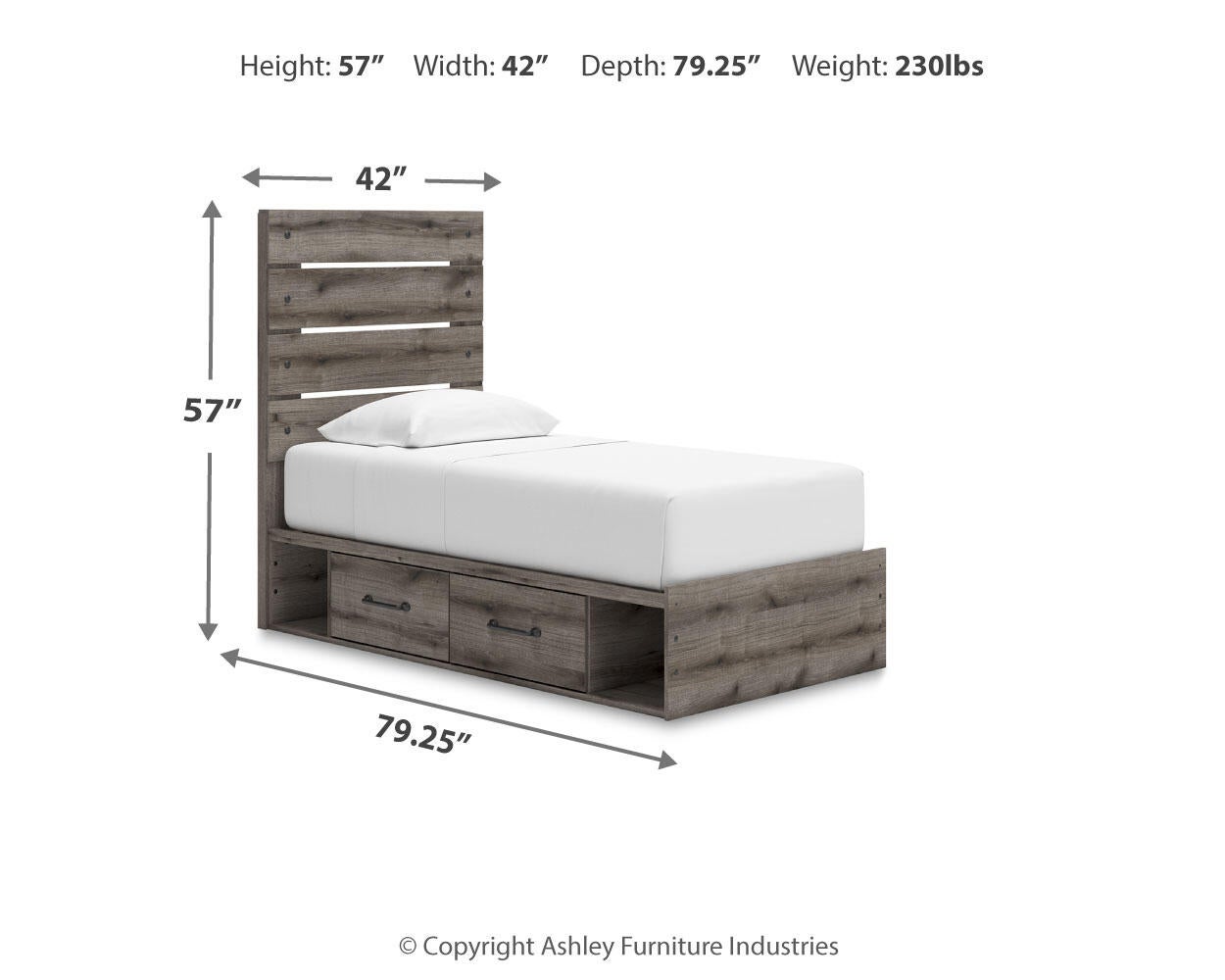 Graystorm  Panel Bed With Storage, Dresser And Mirror