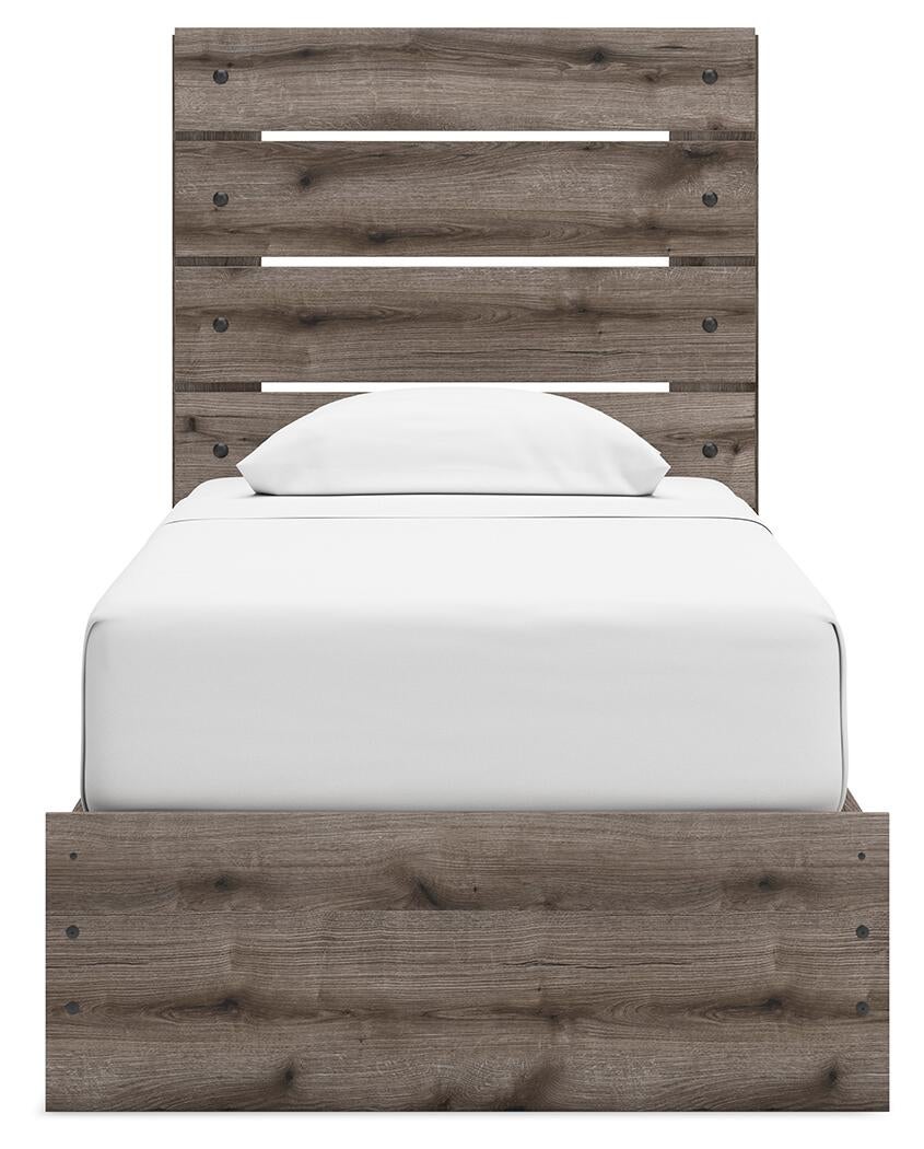 Graystorm  Panel Bed With Storage, Dresser, Mirror And Nightstand