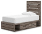 Graystorm  Panel Bed With Storage, Dresser, Mirror And Nightstand
