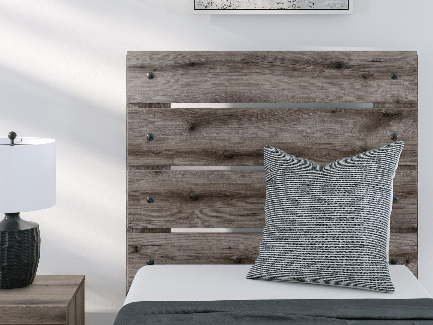 Graystorm  Panel Bed With Storage, Dresser, Mirror And Nightstand