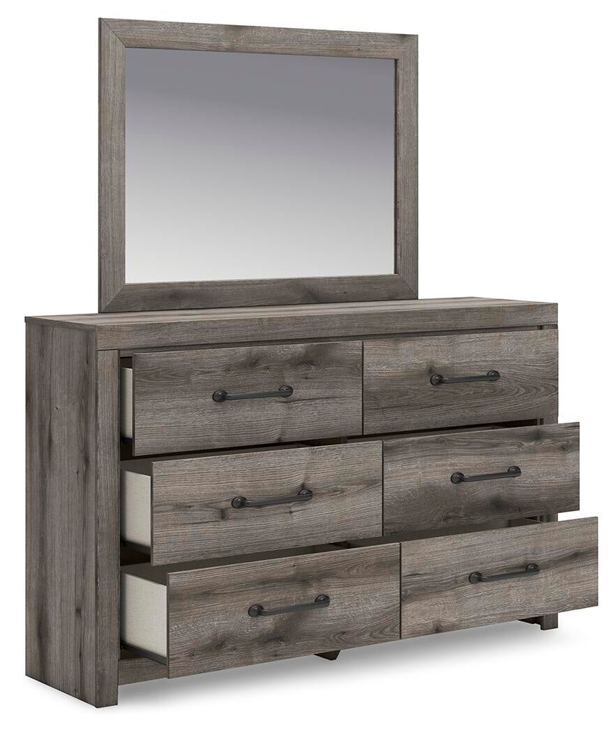 Graystorm  Panel Bed With Storage, Dresser And Mirror
