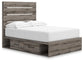Graystorm  Panel Bed With Storage, Dresser And Mirror