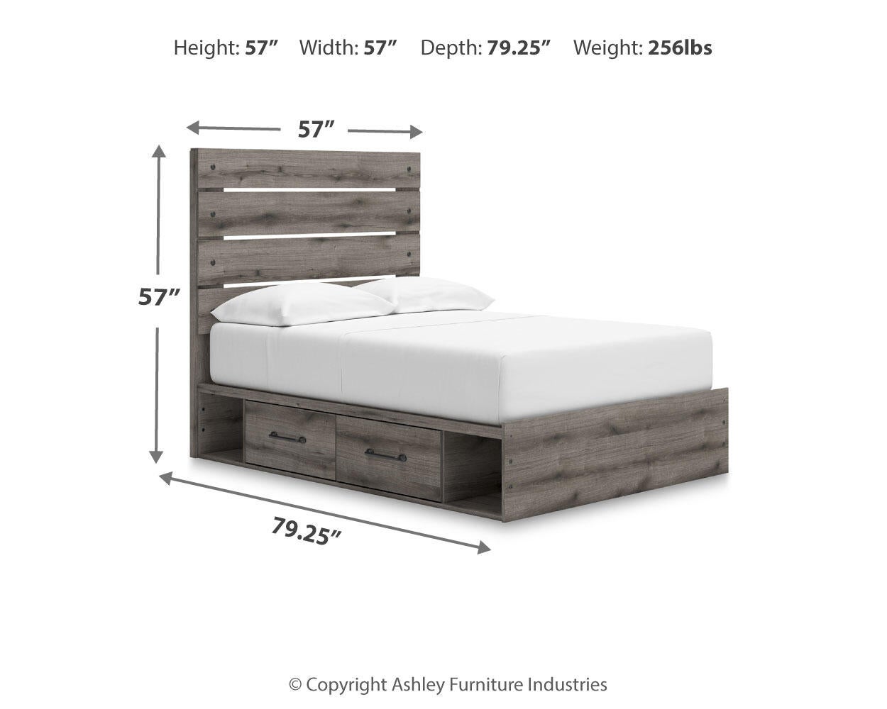 Graystorm  Panel Bed With Storage, Dresser And Mirror