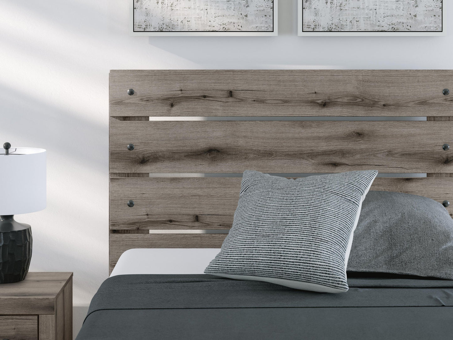 Graystorm  Panel Bed With Storage, Dresser And Mirror