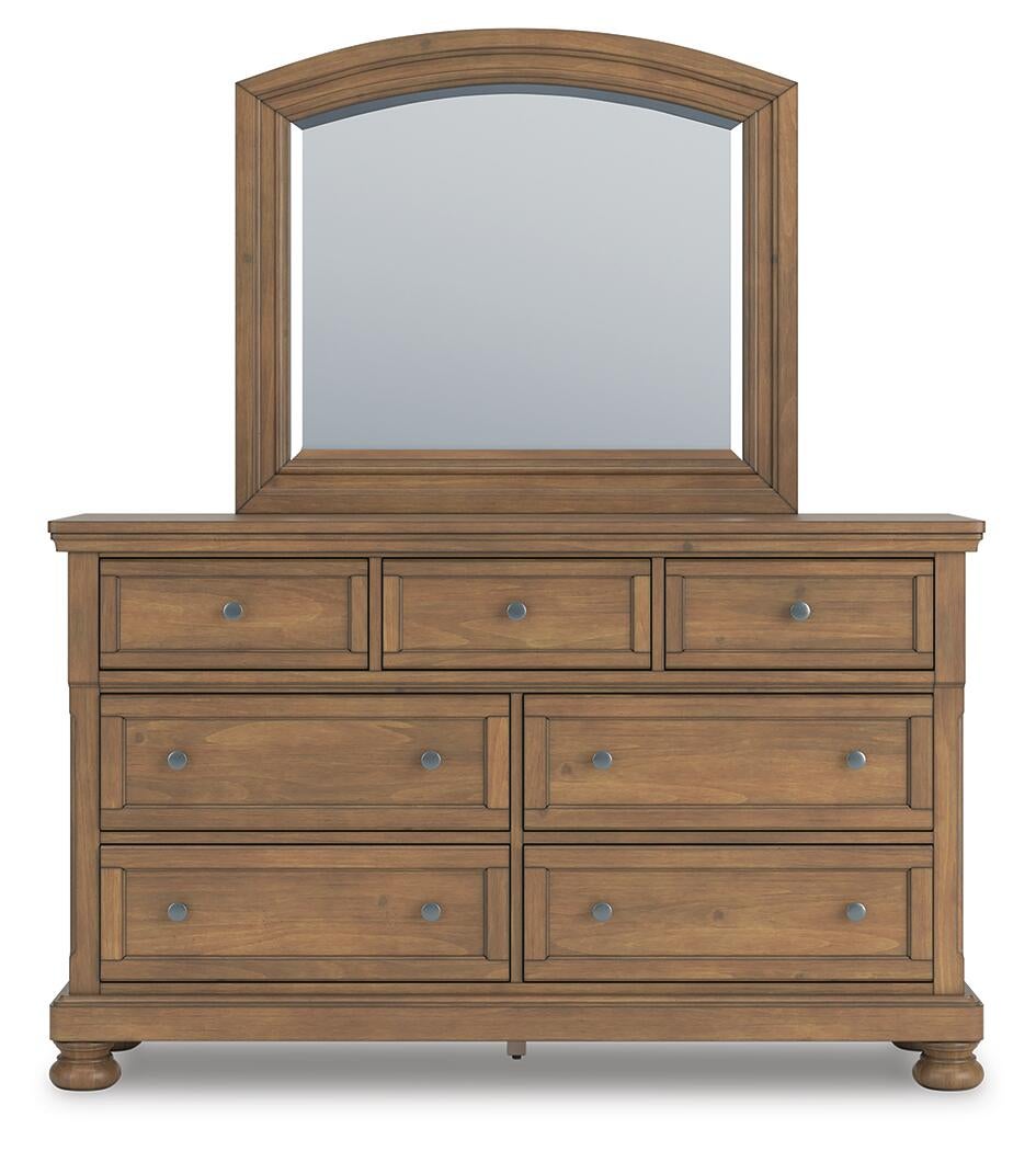 Feddinger  Panel Bed With Mirrored Dresser
