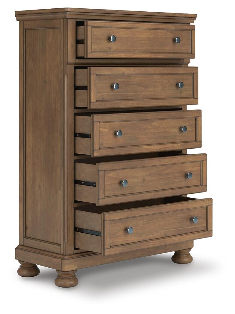 Feddinger  Panel Bed With Mirrored Dresser, Chest And Nightstand