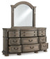 Ardenfield California  Upholstered Sleigh Bed, Dresser And Mirror