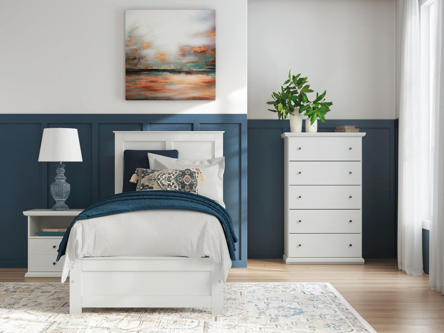 Bostwick Shoals  Panel Bed, Dresser, Mirror, Chest And Nightstand