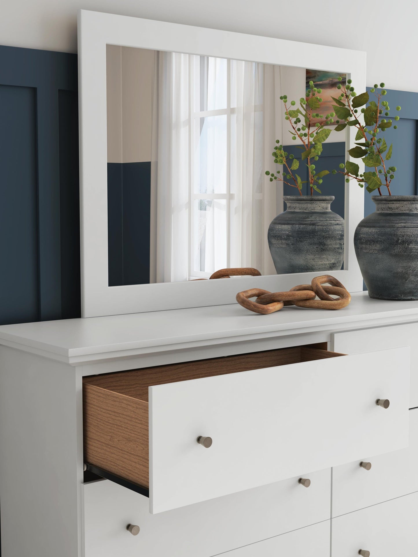 Bostwick Shoals  Panel Bed, Dresser, Mirror And Nightstand