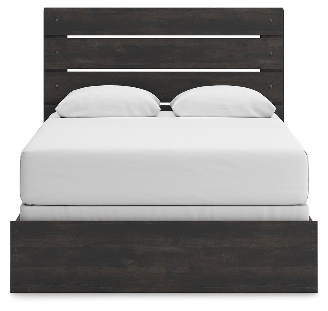 Hollivern  Panel Bed, Dresser, Mirror And Nightstand
