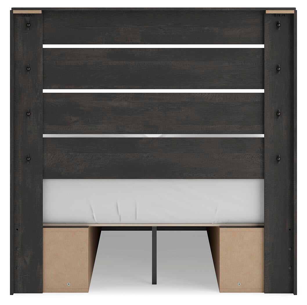 Hollivern  Panel Bed With Storage, Dresser, Mirror And Nightstand