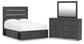 Hollivern  Panel Bed With Storage, Dresser And Mirror