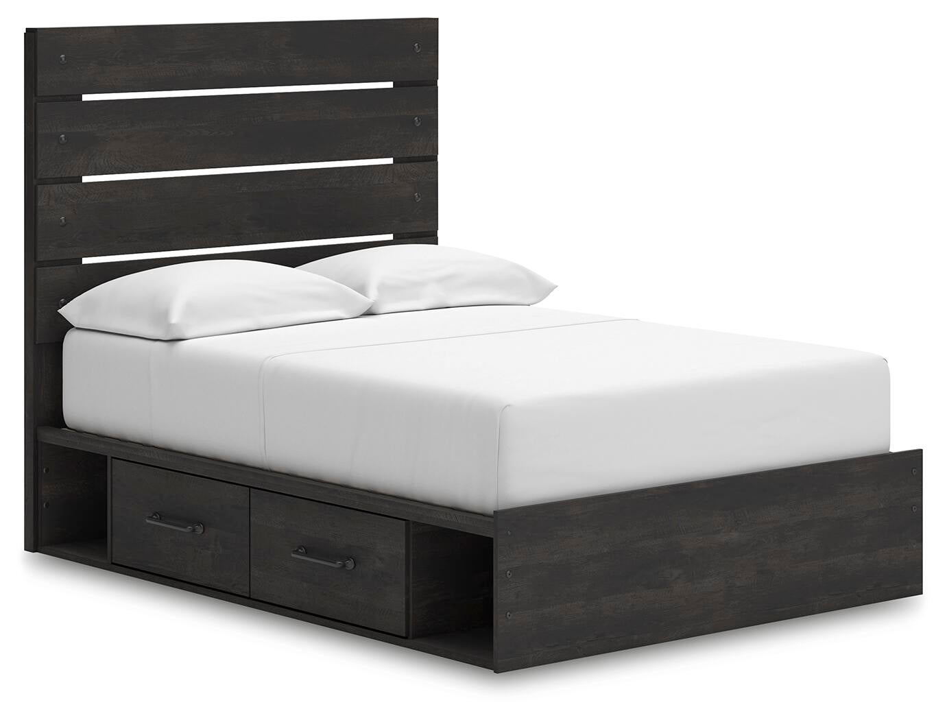 Hollivern  Panel Bed With Storage, Dresser And Mirror