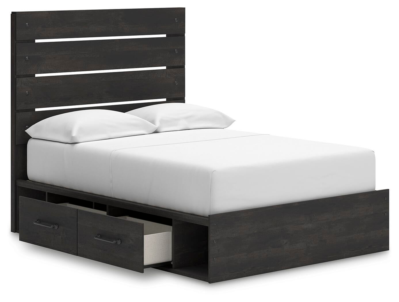 Hollivern  Panel Bed With Storage, Dresser And Mirror