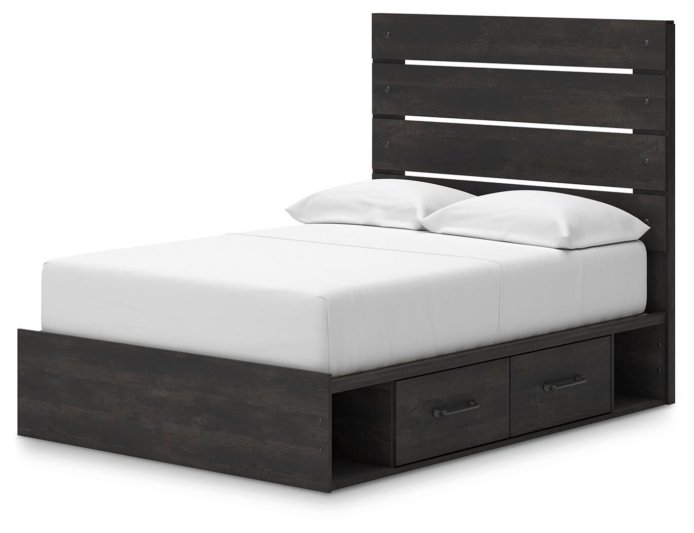 Hollivern  Panel Bed With Storage, Dresser And Mirror