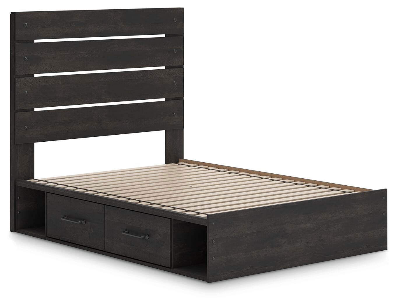 Hollivern  Panel Bed With Storage, Dresser And Mirror
