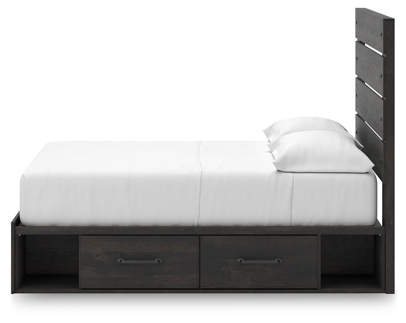 Hollivern  Panel Bed With Storage, Dresser And Mirror