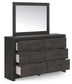 Hollivern  Panel Bed With Storage, Dresser And Mirror